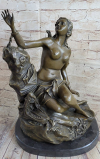 Andromeda Princess Prisoner of Dragon Bronze Sculpture 17" x 11"