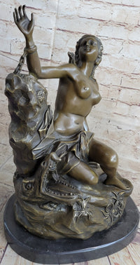Andromeda Princess Prisoner of Dragon Bronze Sculpture 17" x 11"