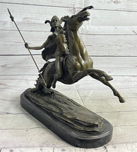 Nude Amazonian Female Warrior on Horseback Bronze Statue Sculpture Mythology 13"
