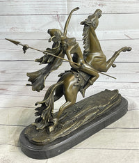 Nude Amazonian Female Warrior on Horseback Bronze Statue Sculpture Mythology 13"