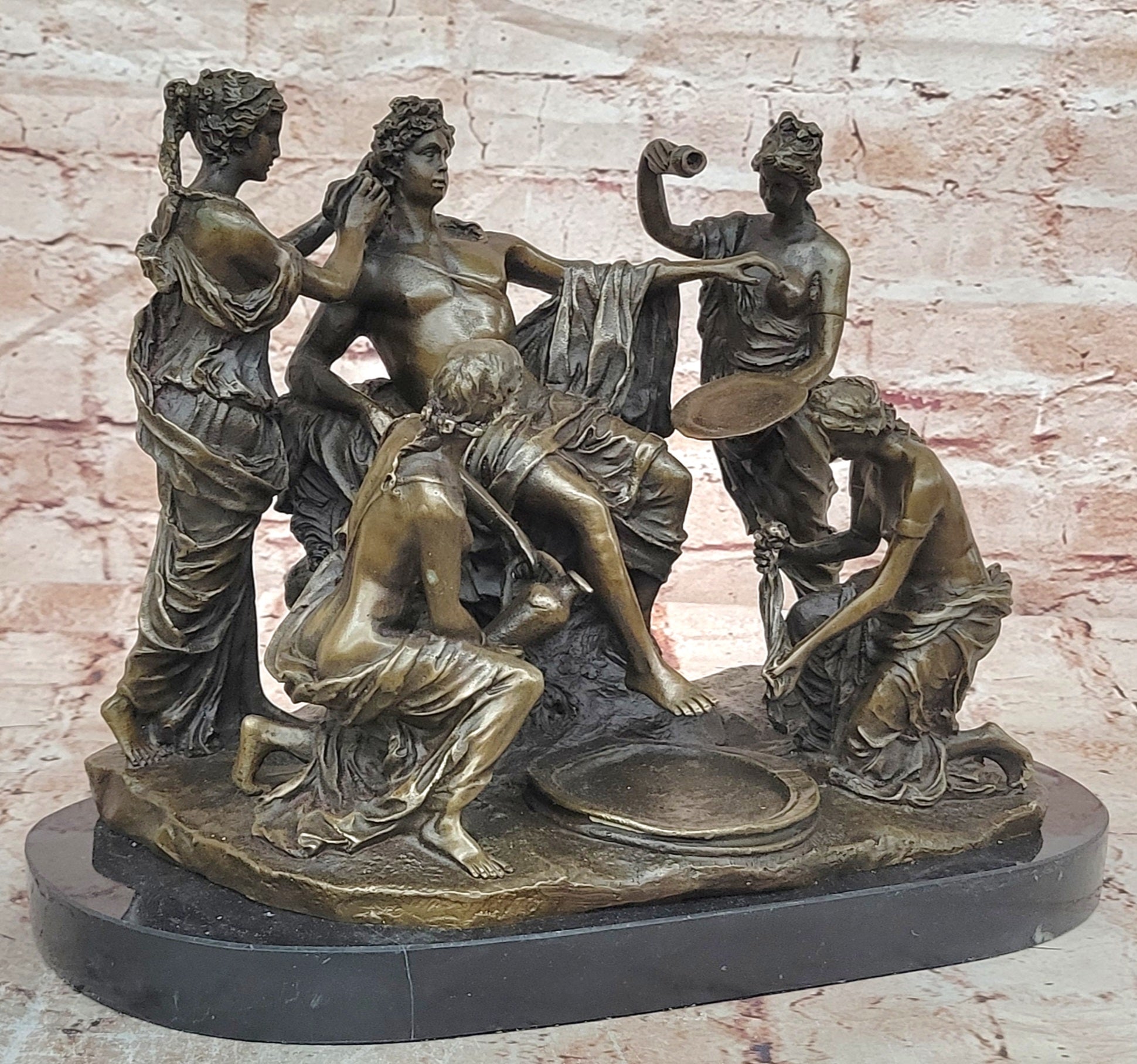 Apollo and The Nymphs Bronze Sculpture Replica by Fisher Classical Mythical Statue