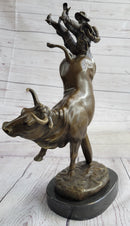 Frederic Remington Cowboy Rodeo Bull Rider Bronze 16" x 11.5"