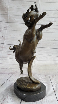 Frederic Remington Cowboy Rodeo Bull Rider Bronze 16" x 11.5"
