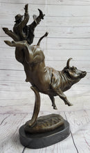 Frederic Remington Cowboy Rodeo Bull Rider Bronze 16" x 11.5"