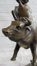 Frederic Remington Cowboy Rodeo Bull Rider Bronze 16" x 11.5"