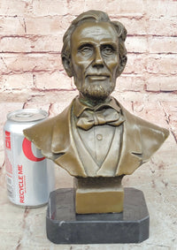 Abraham Lincoln Bronze Bust Sculpture on Marble Base 10" x 7"