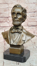 Abraham Lincoln Bronze Bust Sculpture on Marble Base 10" x 7"