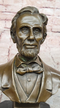 Abraham Lincoln Bronze Bust Sculpture on Marble Base 10" x 7"