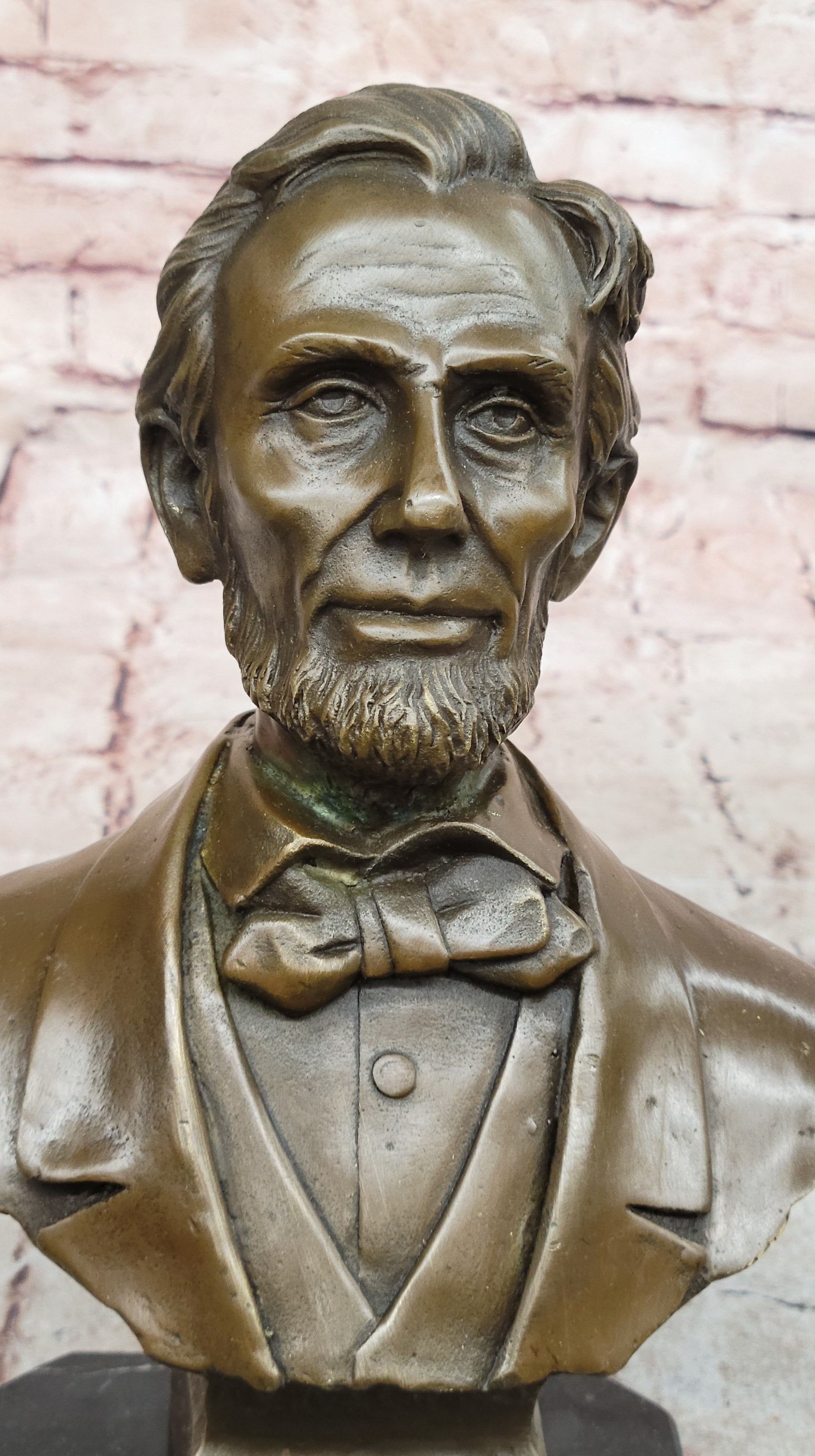 Abraham Lincoln Bronze Bust Sculpture on Marble Base 10" x 7"