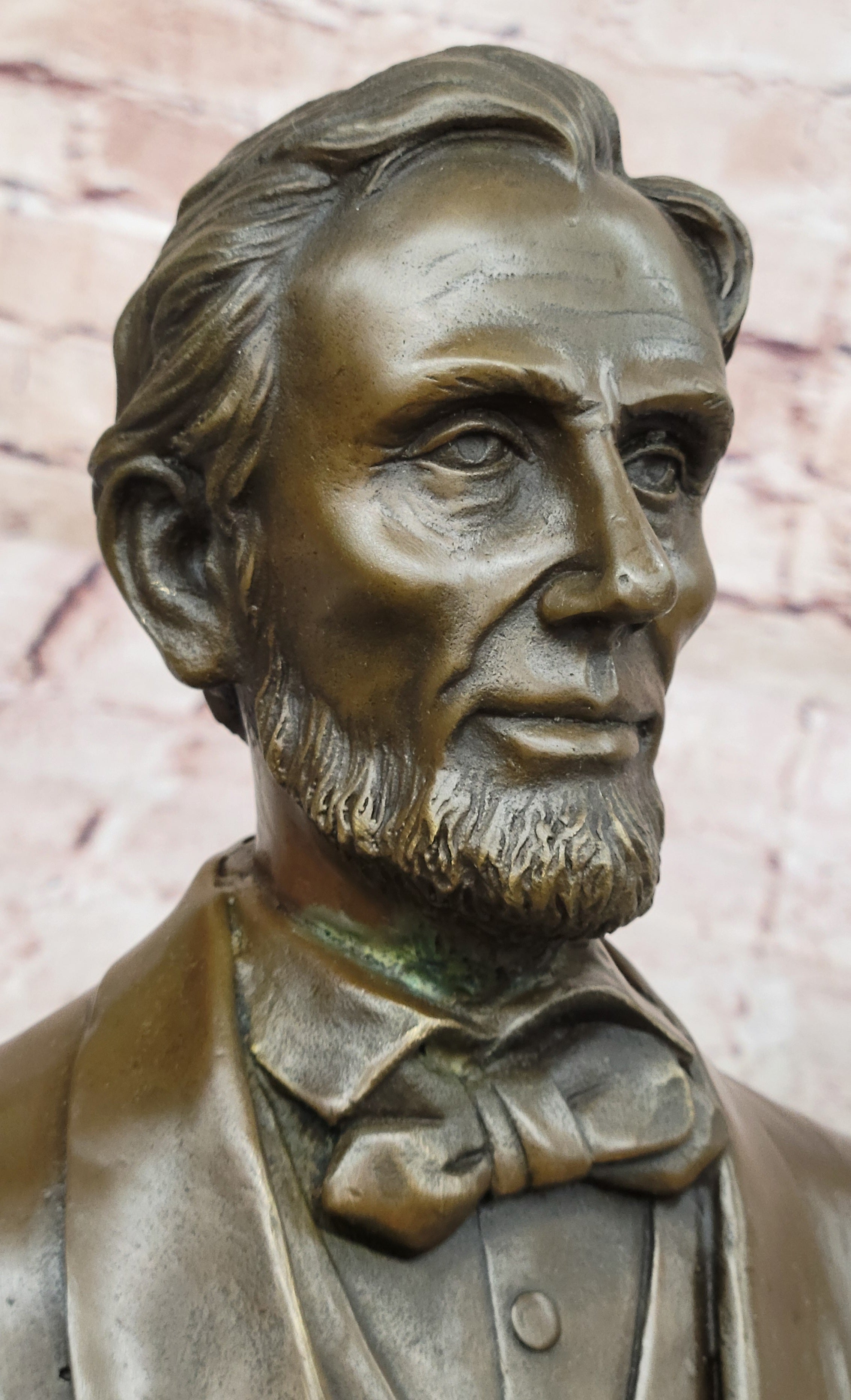 Abraham Lincoln Bronze Bust Sculpture on Marble Base 10" x 7"