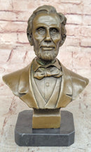 Abraham Lincoln Bronze Bust Sculpture on Marble Base 10" x 7"