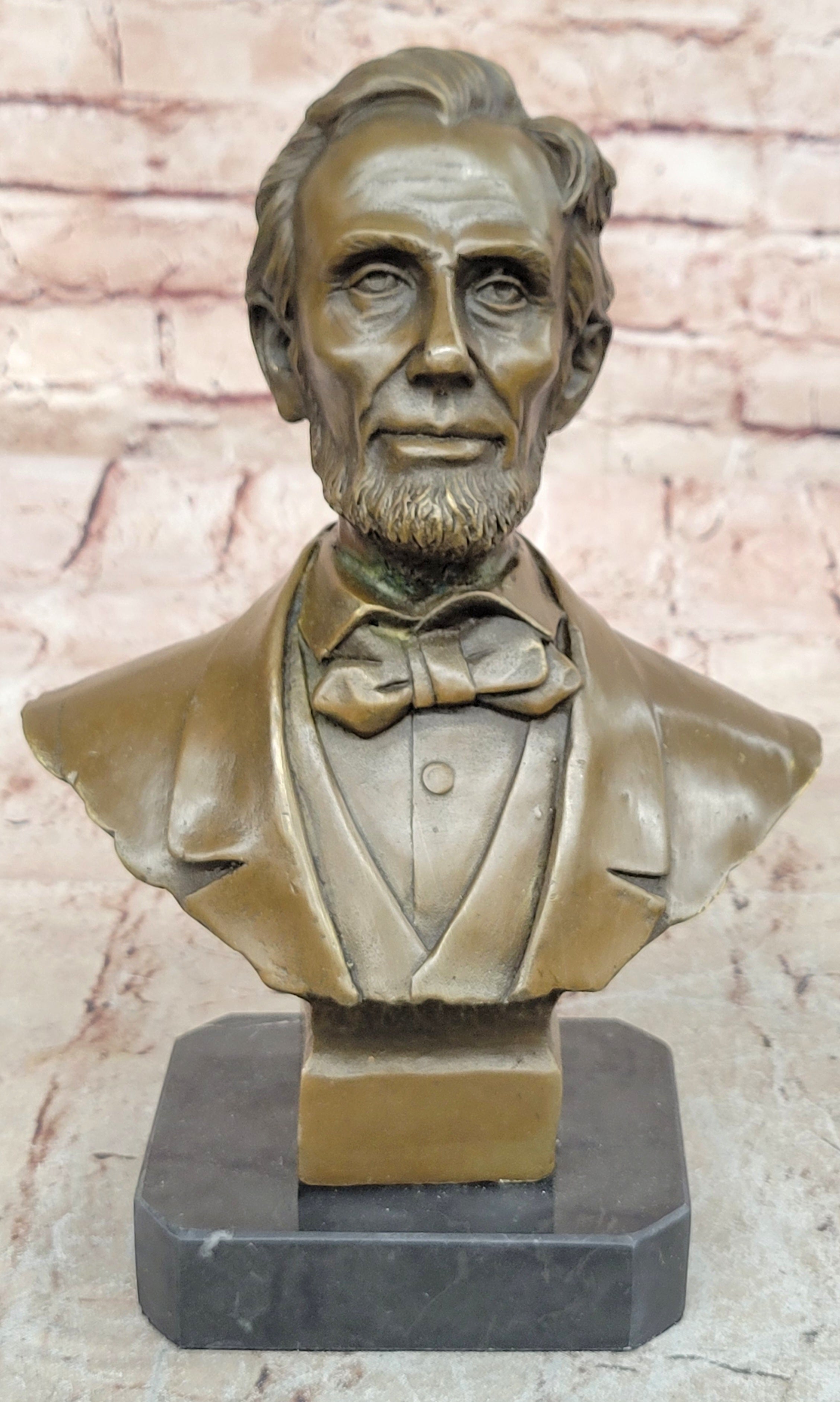 Abraham Lincoln Bronze Bust Sculpture on Marble Base 10" x 7"