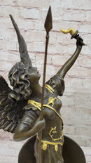 Winged Semi Nude Angel Archangel w/ Spear & Shield - Bronze Sculpture