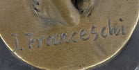 Nude Female Figure Holding Flowers & Wreath Crown Bronze Statue Sculpture Marble Base