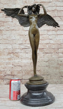 DESCENDING NIGHT by Adolph Weinman Bronze Metal Statue Winged Female Angel 21" x 16"