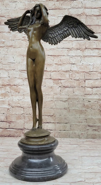 DESCENDING NIGHT by Adolph Weinman Bronze Metal Statue Winged Female Angel 21" x 16"