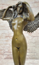 DESCENDING NIGHT by Adolph Weinman Bronze Metal Statue Winged Female Angel 21" x 16"