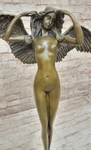 DESCENDING NIGHT by Adolph Weinman Bronze Metal Statue Winged Female Angel 21" x 16"