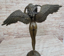 DESCENDING NIGHT by Adolph Weinman Bronze Metal Statue Winged Female Angel 21" x 16"