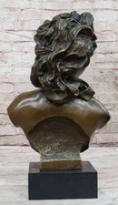 Nude Female Hot Cast Bronze Bust Sculpture Signed Art on Marble Base