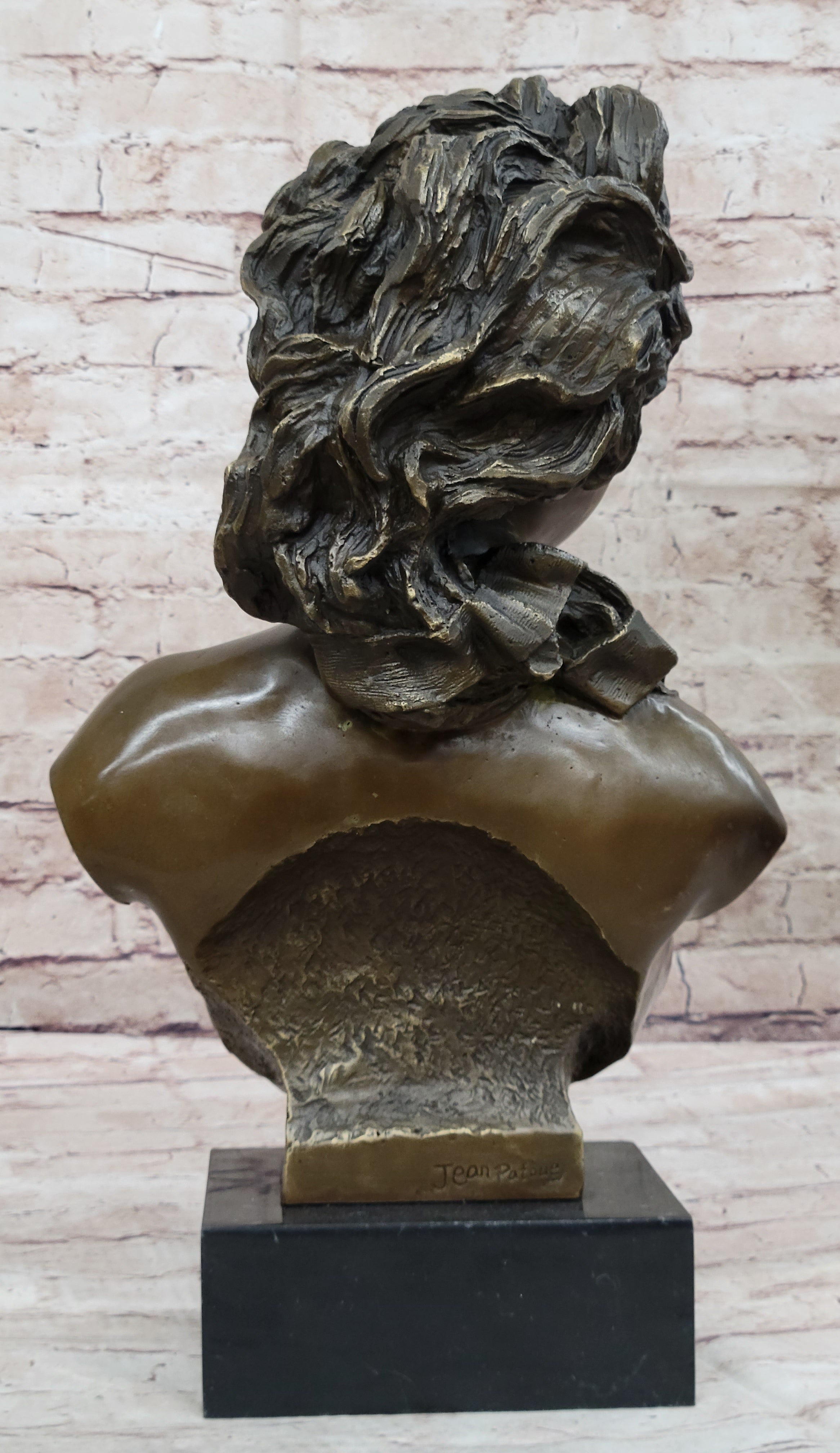 Nude Female Hot Cast Bronze Bust Sculpture Signed Art on Marble Base