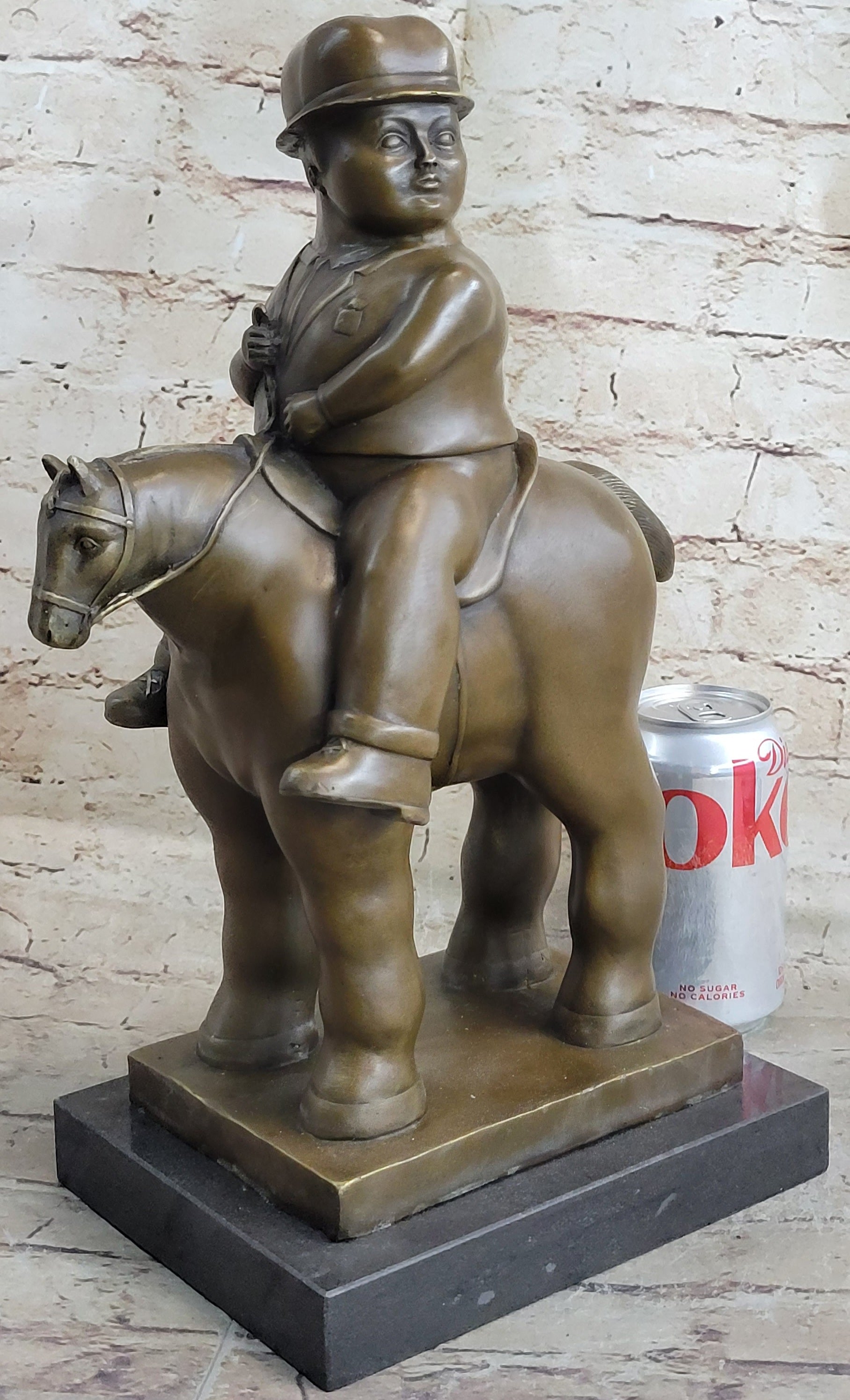 MAN ON A HORSE by Fernando Botero Bronze 15" x 10"