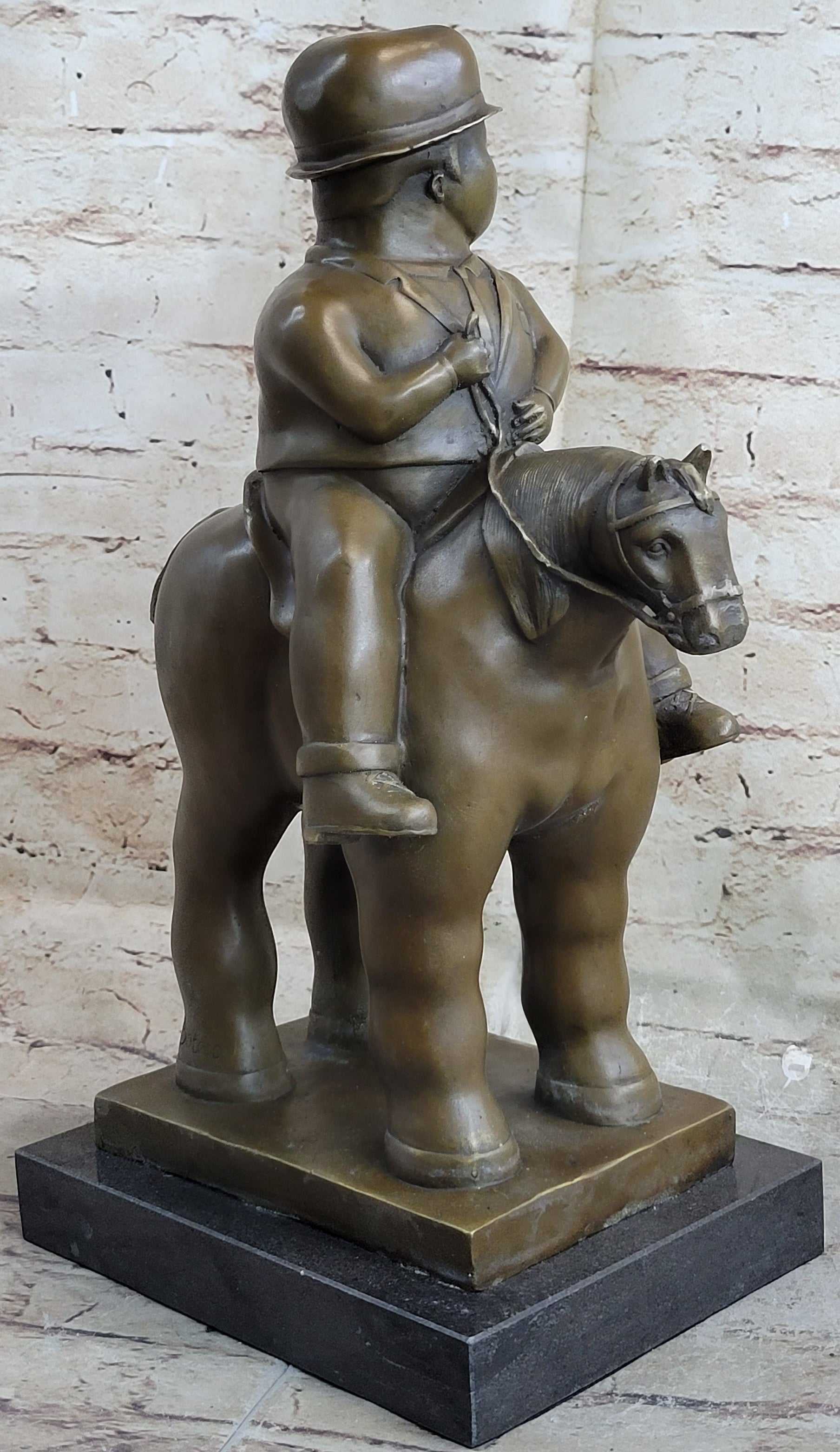 MAN ON A HORSE by Fernando Botero Bronze 15" x 10"
