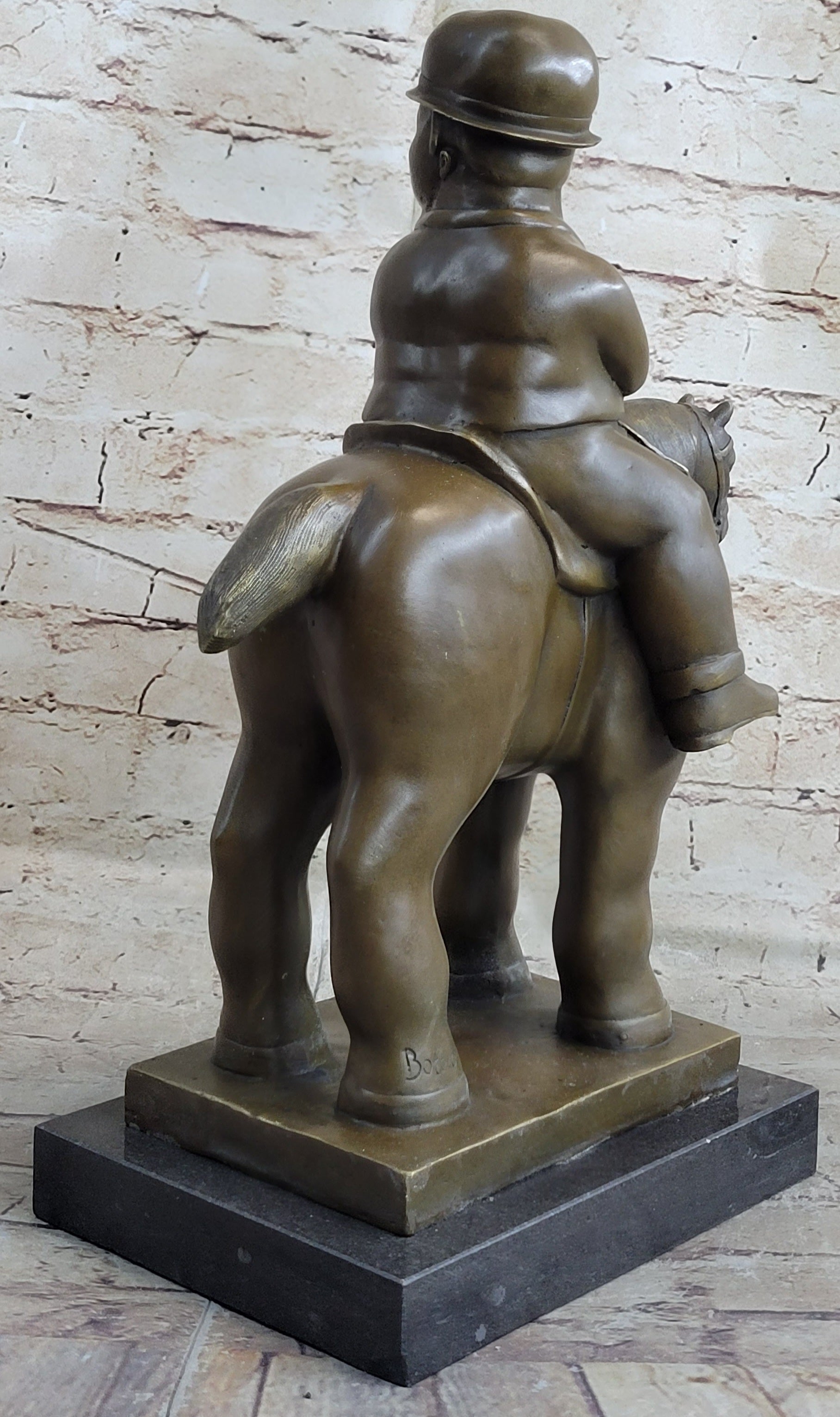 MAN ON A HORSE by Fernando Botero Bronze 15" x 10"