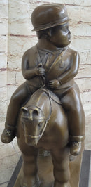 MAN ON A HORSE by Fernando Botero Bronze 15" x 10"