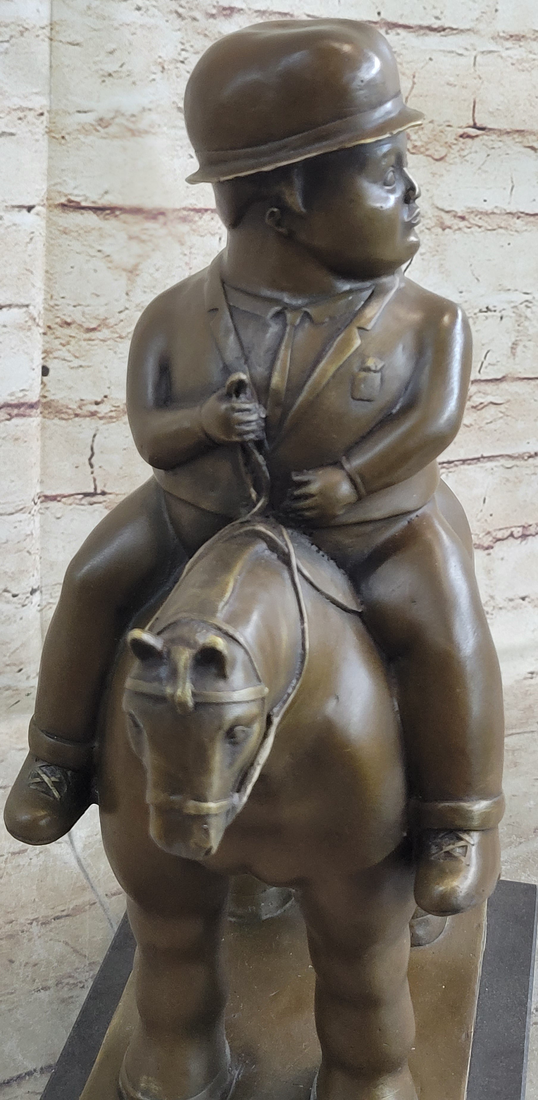 MAN ON A HORSE by Fernando Botero Bronze 15" x 10"