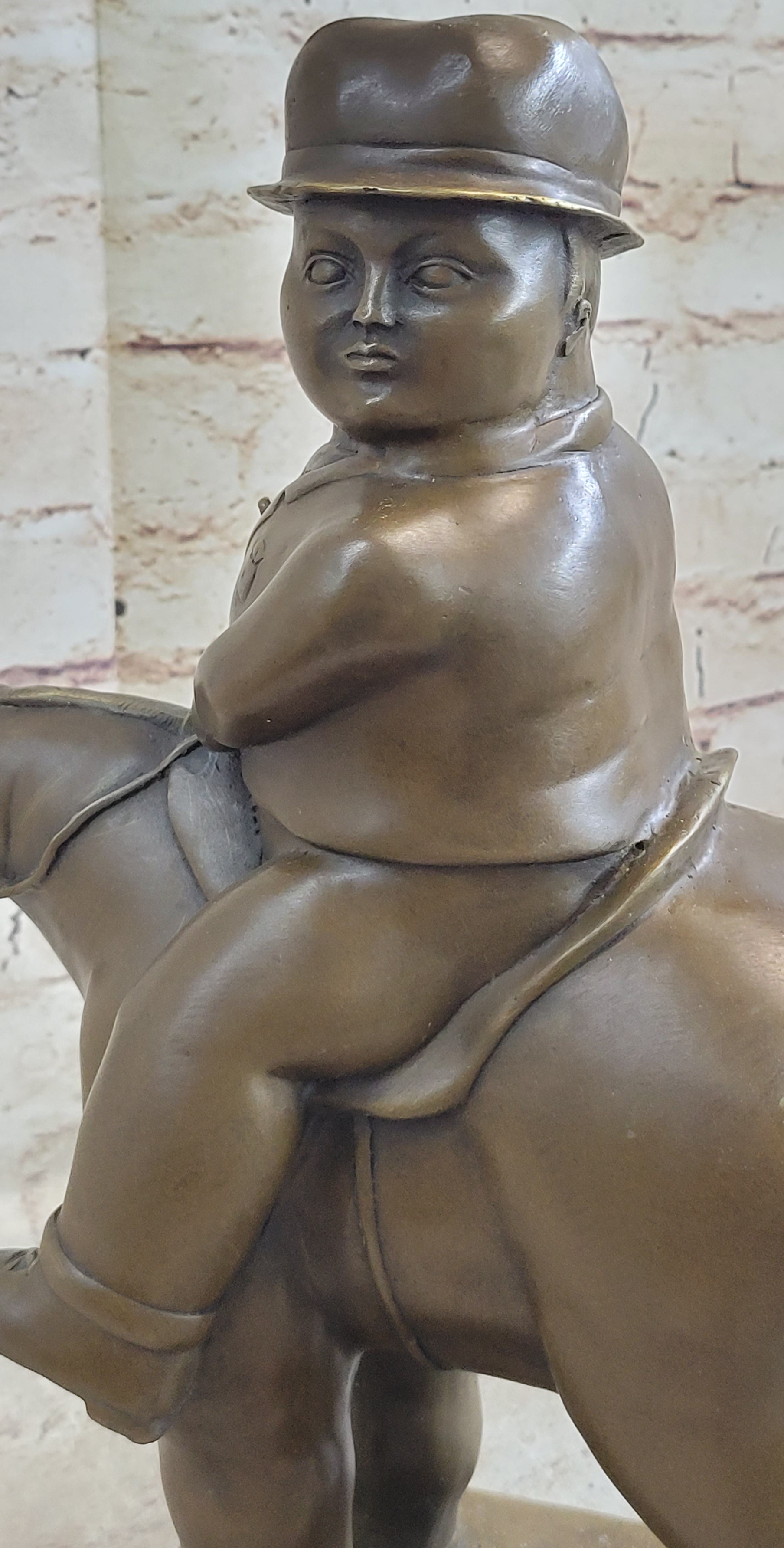 MAN ON A HORSE by Fernando Botero Bronze 15" x 10"