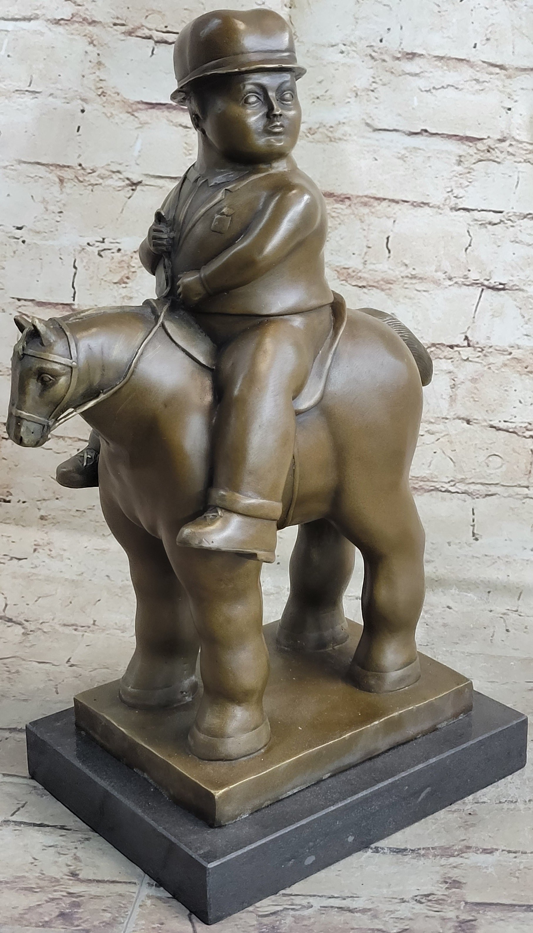 MAN ON A HORSE by Fernando Botero Bronze 15" x 10"