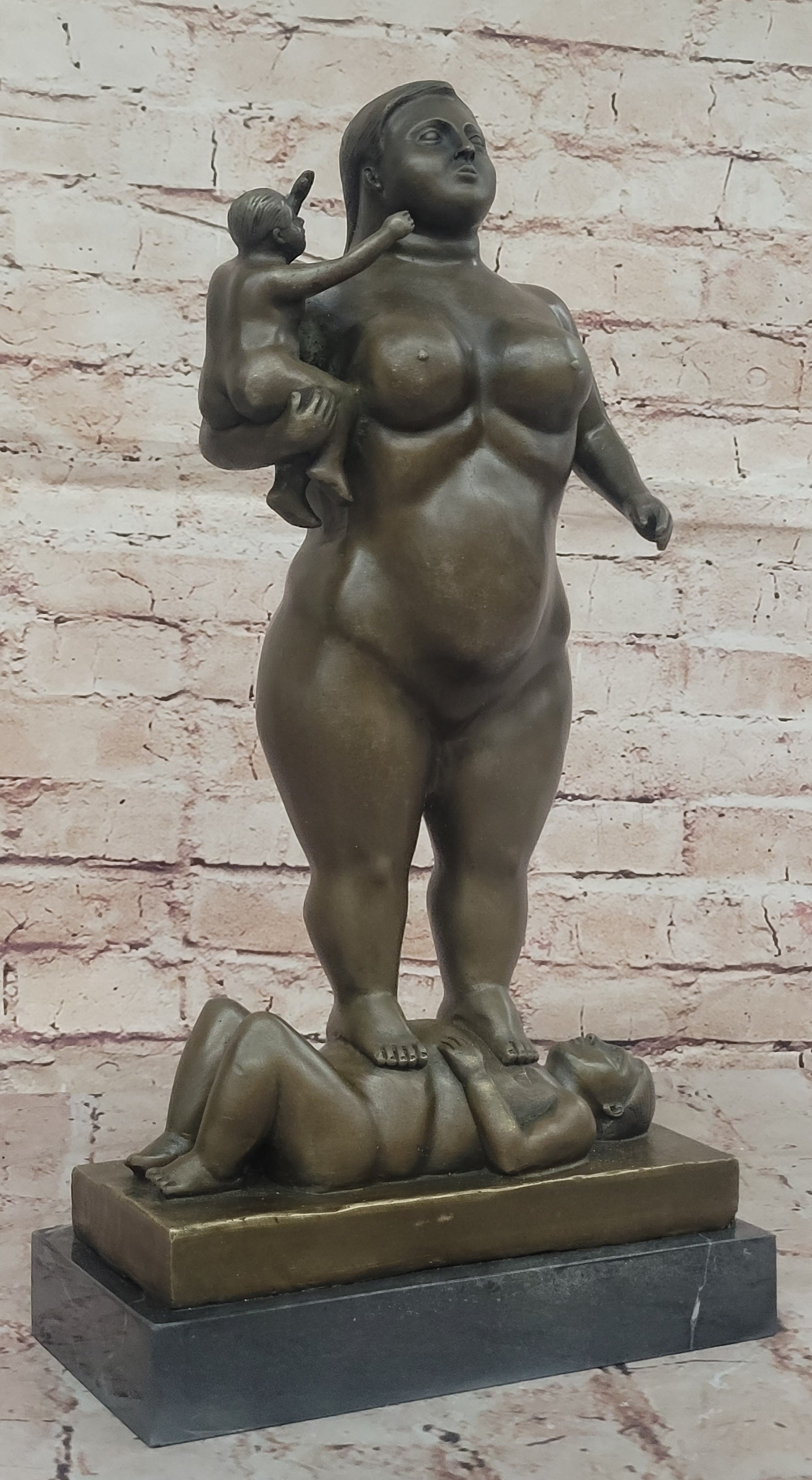 Fernando Botero Plump Family Bronze 17" x 9.5" Marble Base