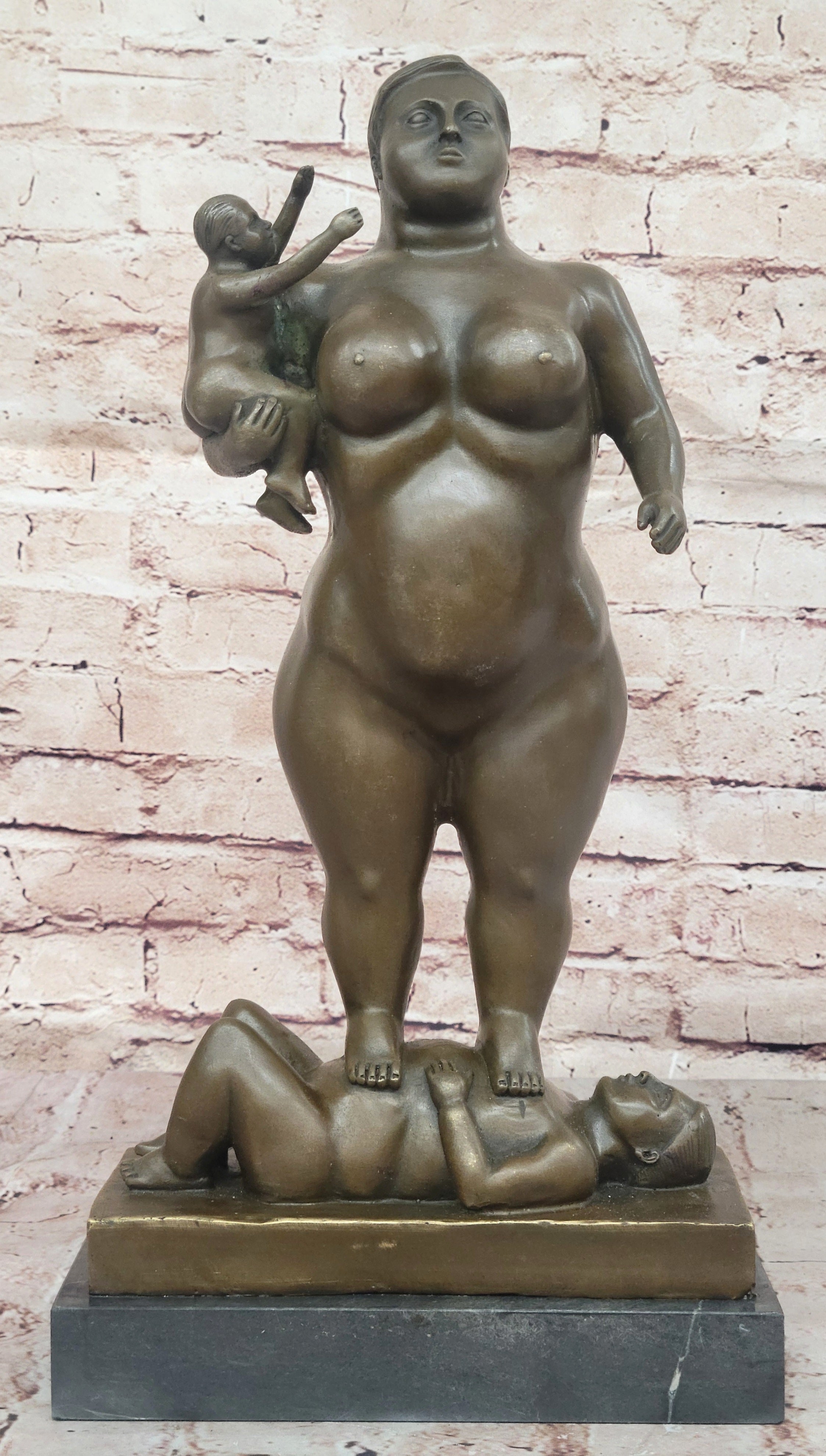 Fernando Botero Plump Family Bronze 17" x 9.5" Marble Base