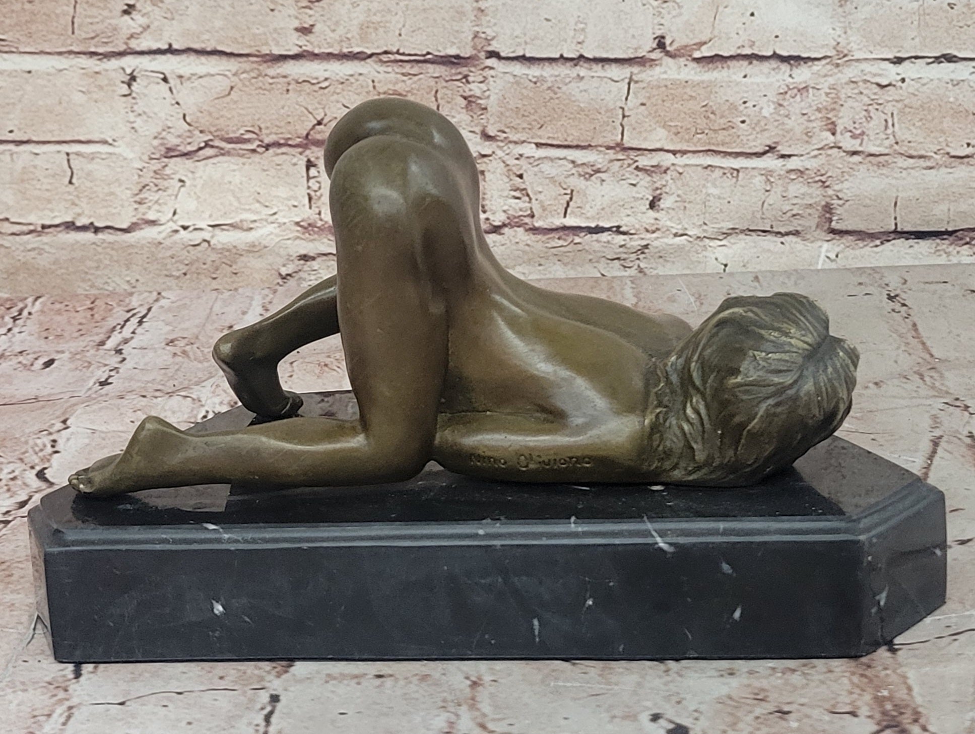 Nino Oliviono Sensual Nude Erotic Female Exposed Bronze Sculpture