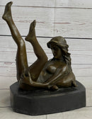 Erotic Nude Exhibitionist Girl Legs in the Air Bronze Statue Sculpture Original Art 9" x 6"