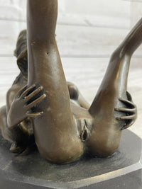 Erotic Nude Exhibitionist Girl Legs in the Air Bronze Statue Sculpture Original Art 9" x 6"