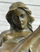 Erotic Nude Exhibitionist Girl Legs in the Air Bronze Statue Sculpture Original Art 9" x 6"