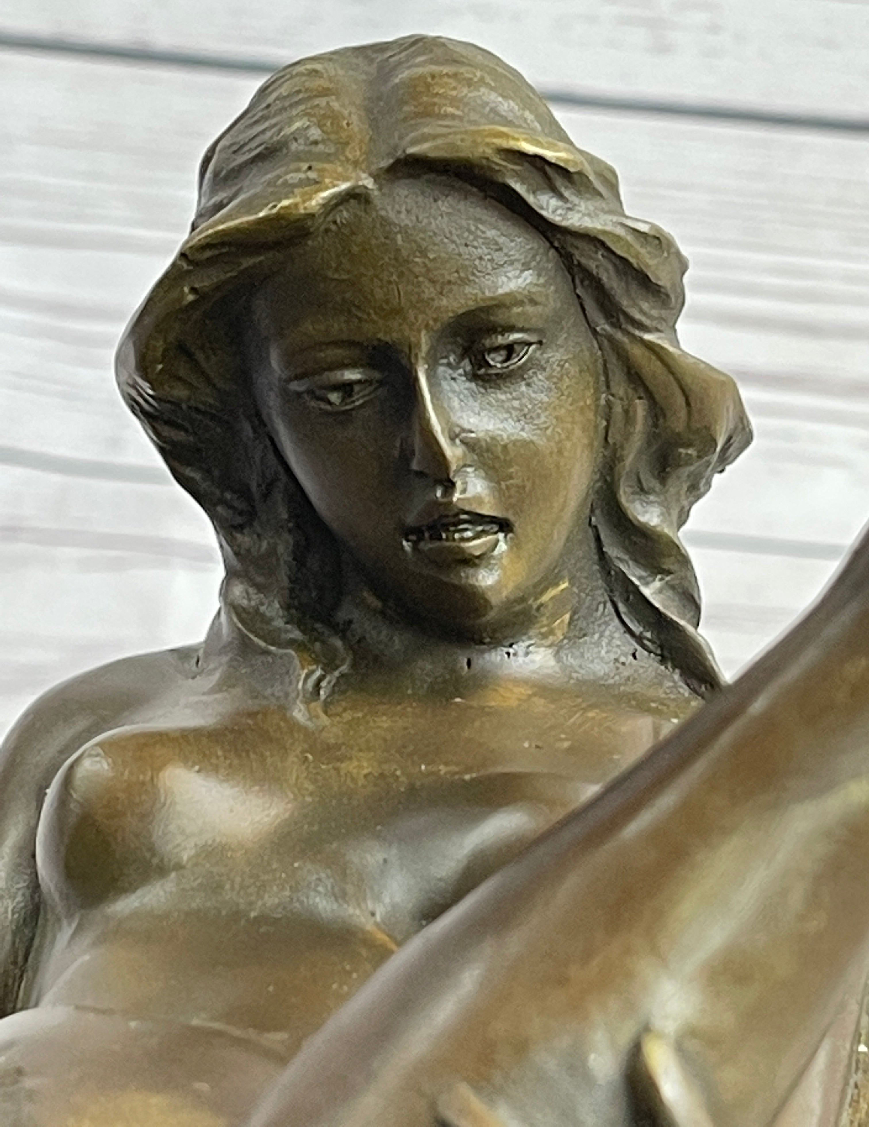 Erotic Nude Exhibitionist Girl Legs in the Air Bronze Statue Sculpture Original Art 9" x 6"
