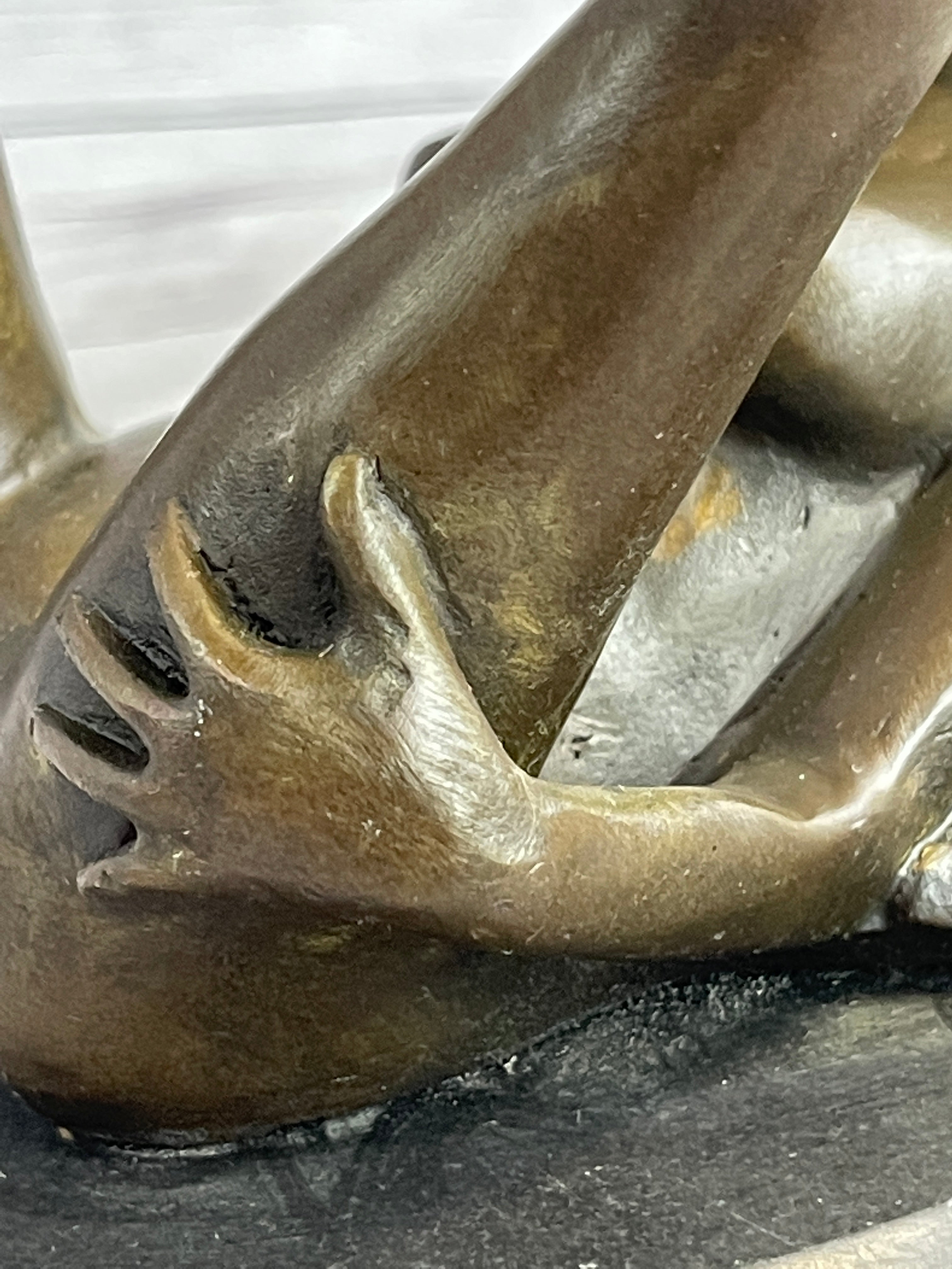 Erotic Nude Exhibitionist Girl Legs in the Air Bronze Statue Sculpture Original Art 9" x 6"