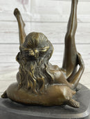Erotic Nude Exhibitionist Girl Legs in the Air Bronze Statue Sculpture Original Art 9" x 6"