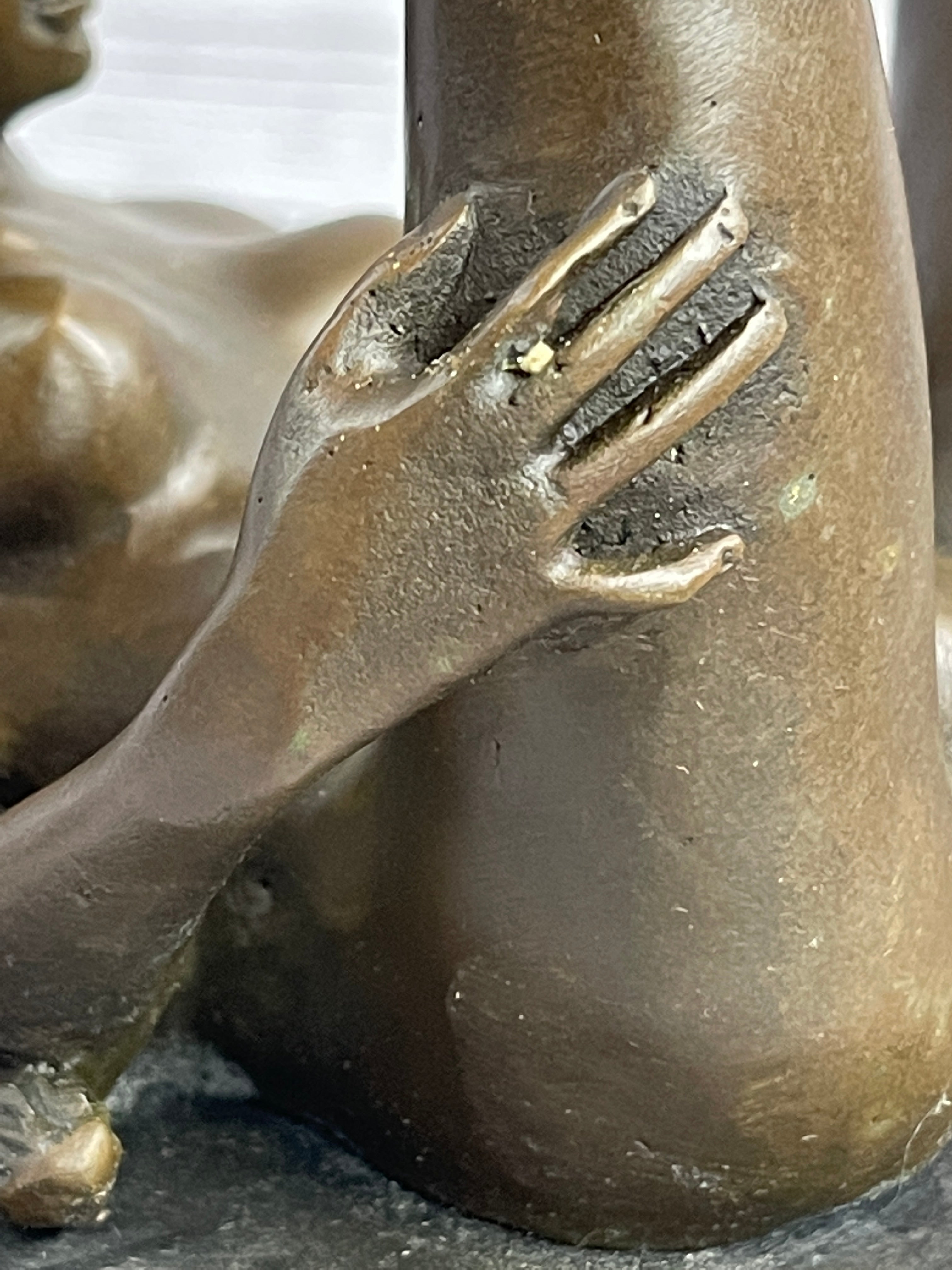 Erotic Nude Exhibitionist Girl Legs in the Air Bronze Statue Sculpture Original Art 9" x 6"
