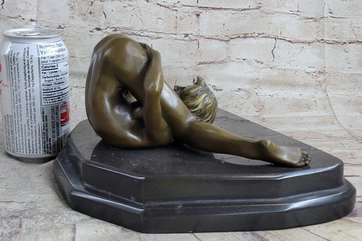Signed Oliviono Flexible Erotic Nude Woman Bronze Sculpture Deco
