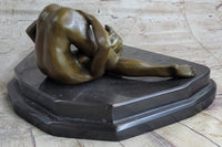 Signed Oliviono Flexible Erotic Nude Woman Bronze Sculpture Deco