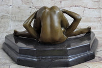 Signed Oliviono Flexible Erotic Nude Woman Bronze Sculpture Deco