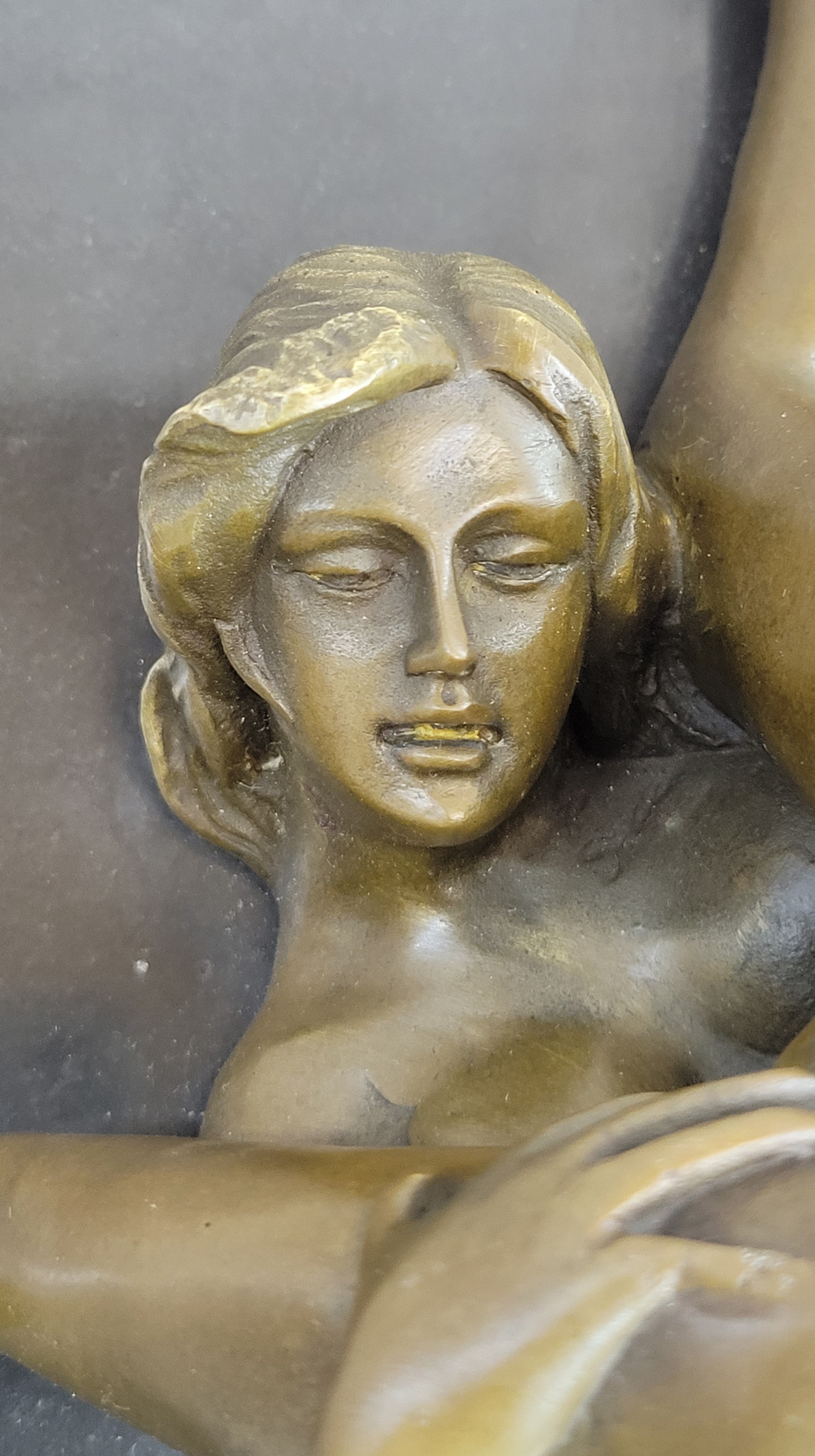 Signed Oliviono Flexible Erotic Nude Woman Bronze Sculpture Deco