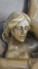 Signed Oliviono Flexible Erotic Nude Woman Bronze Sculpture Deco