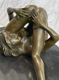 Signed Oliviono Flexible Erotic Nude Woman Bronze Sculpture Deco