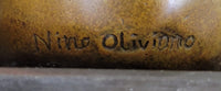 Signed Oliviono Flexible Erotic Nude Woman Bronze Sculpture Deco