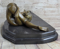 Signed Oliviono Flexible Erotic Nude Woman Bronze Sculpture Deco